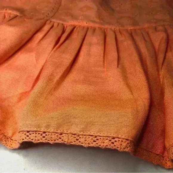 Midnight Sky Peach Peplum Eyelet Top Square neck Embroidered trim size Medium - Picture 11 of 13
